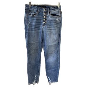 Judy Blue High Waisted Expose Button Fly Ripped Distressed Boyfriend Fit Jeans 3